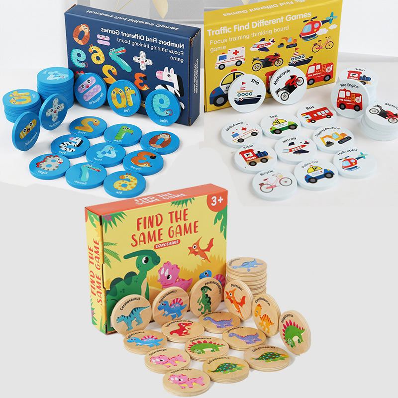 Kids Nature Education - Educatief houten geheugenspel voor kinderen: Dinosaurusverkeer