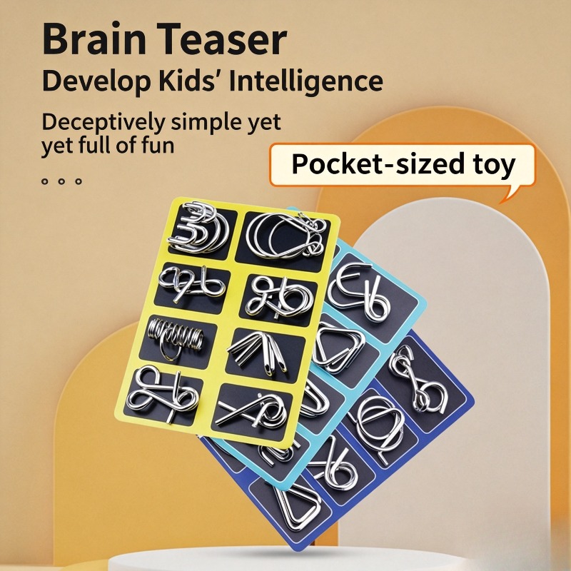 Game Educational For Kids Free - 8-delige metalen puzzelset, klassieke hersenkraker, in