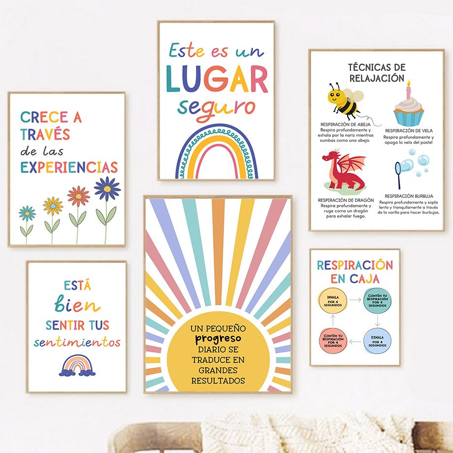 Kids No Education - Spaanse Onderwijs Motto Regenboog Zonneschijn Muur