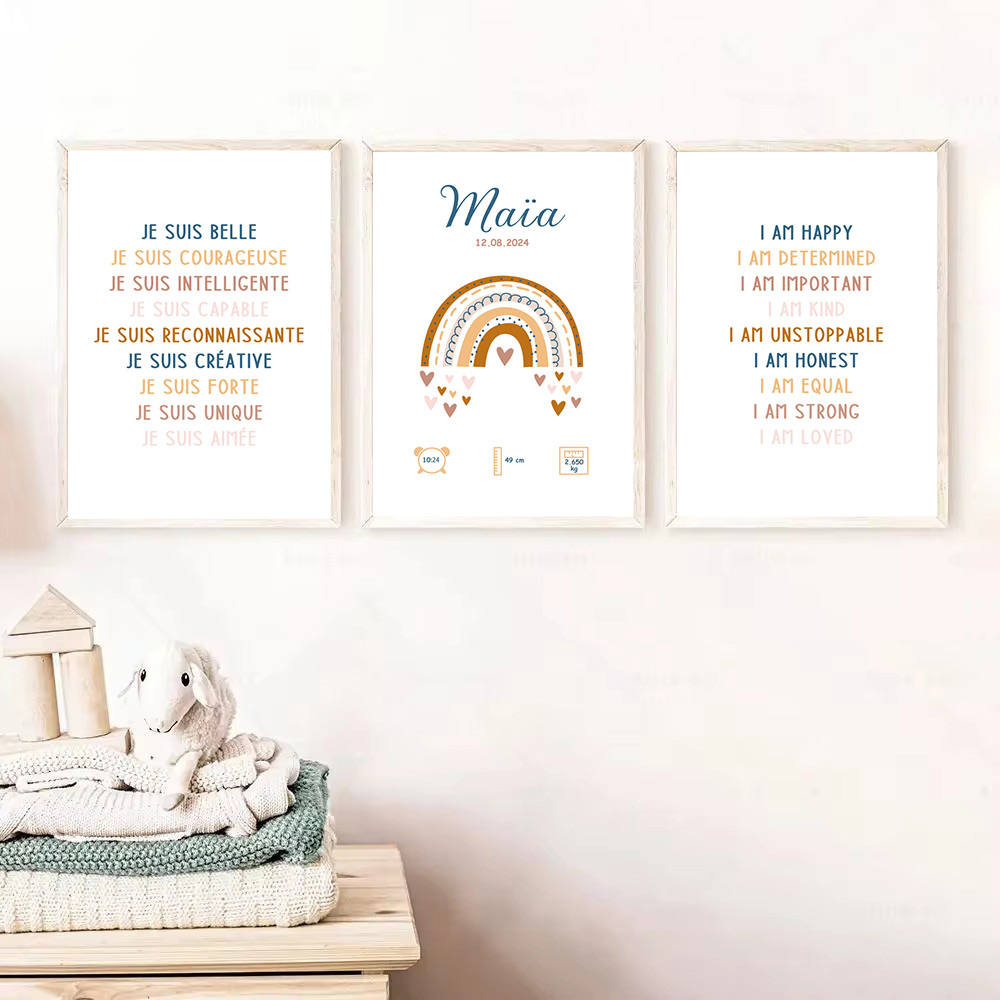 Kids Education Quote - Aangepaste Baby Naam Geboorte Poster Educatieve