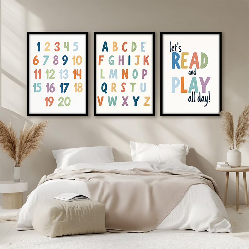 Regenboog ABC-nummers canvas w - Kids Education Quote recensie en prijs