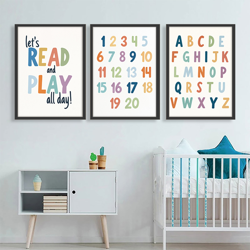 Regenboog ABC-nummers canvas w - Kids Education Quote recensie en prijs