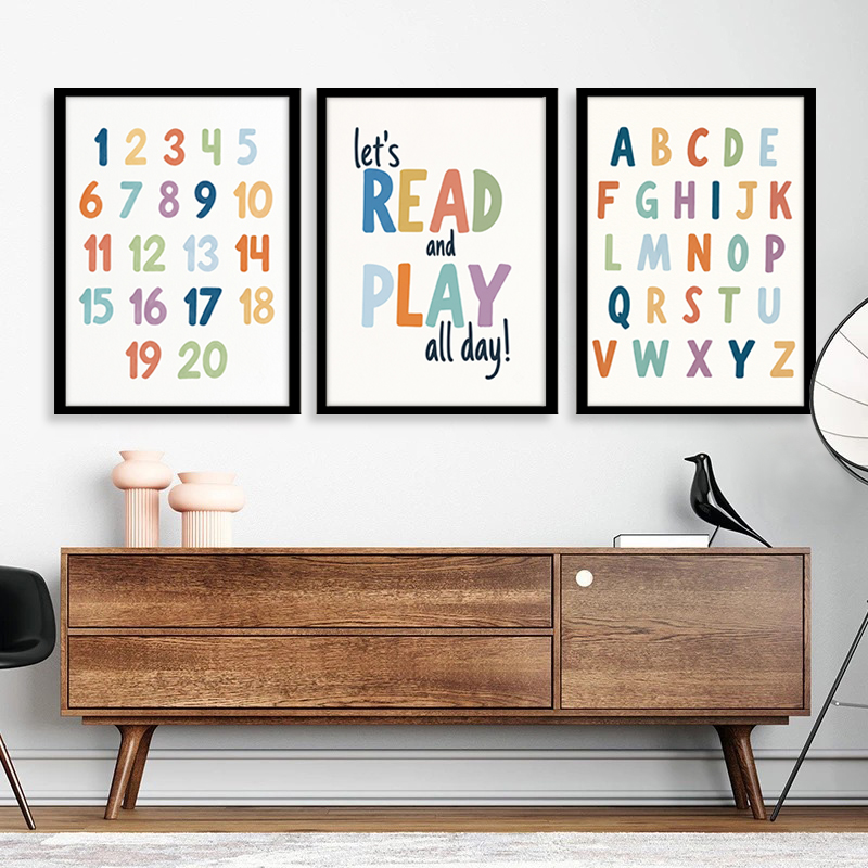 Regenboog ABC-nummers canvas w - Kids Education Quote recensie en prijs