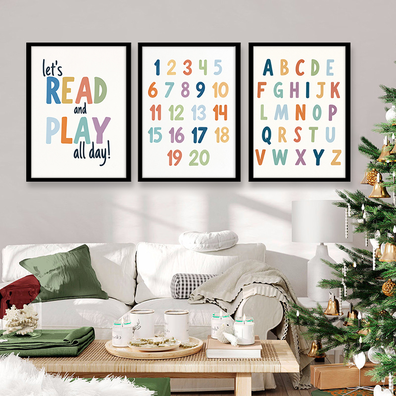 Regenboog ABC-nummers canvas w - Kids Education Quote recensie en prijs