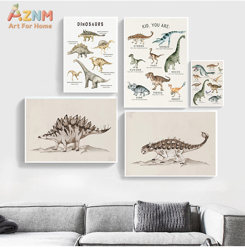 AZNM aquarel dinosaurus canvas - Kids Education Quote recensie en prijs